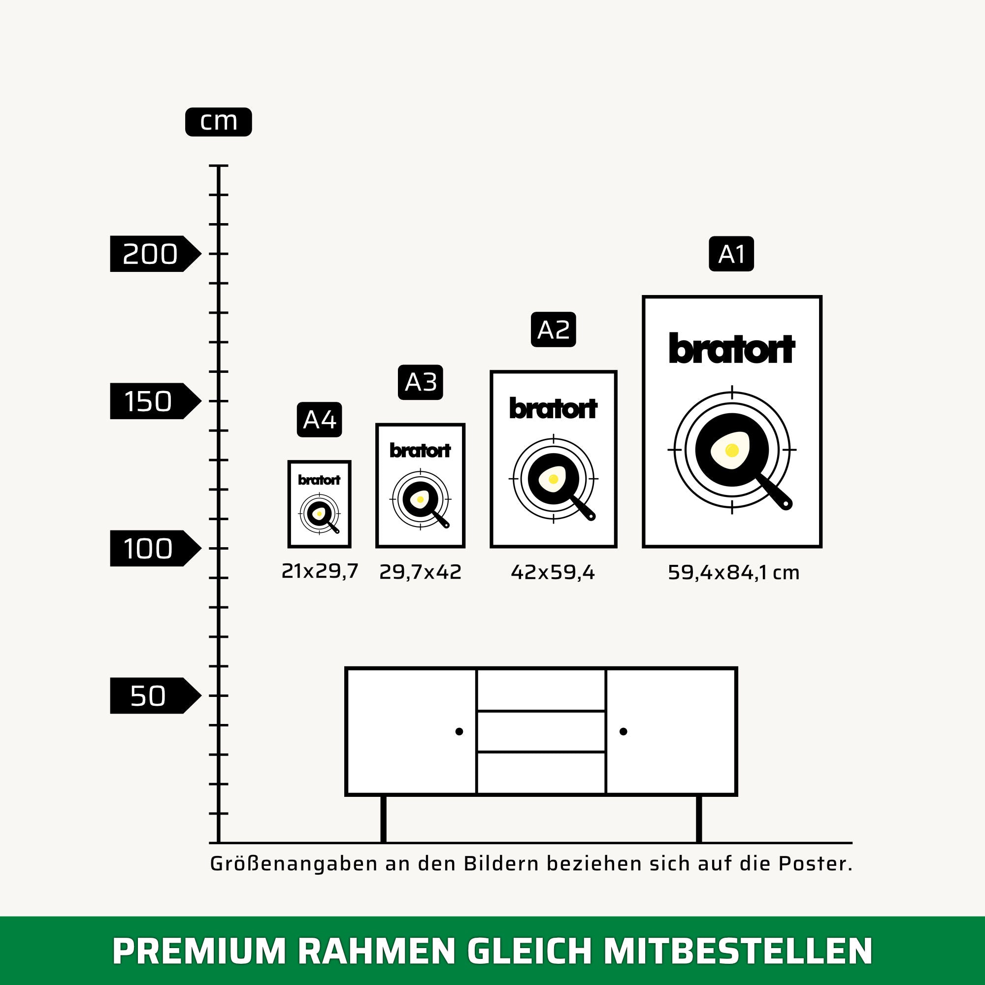 Bratort • Küchenbild für Serienköche • Poster mit Rahmen (wählbar)