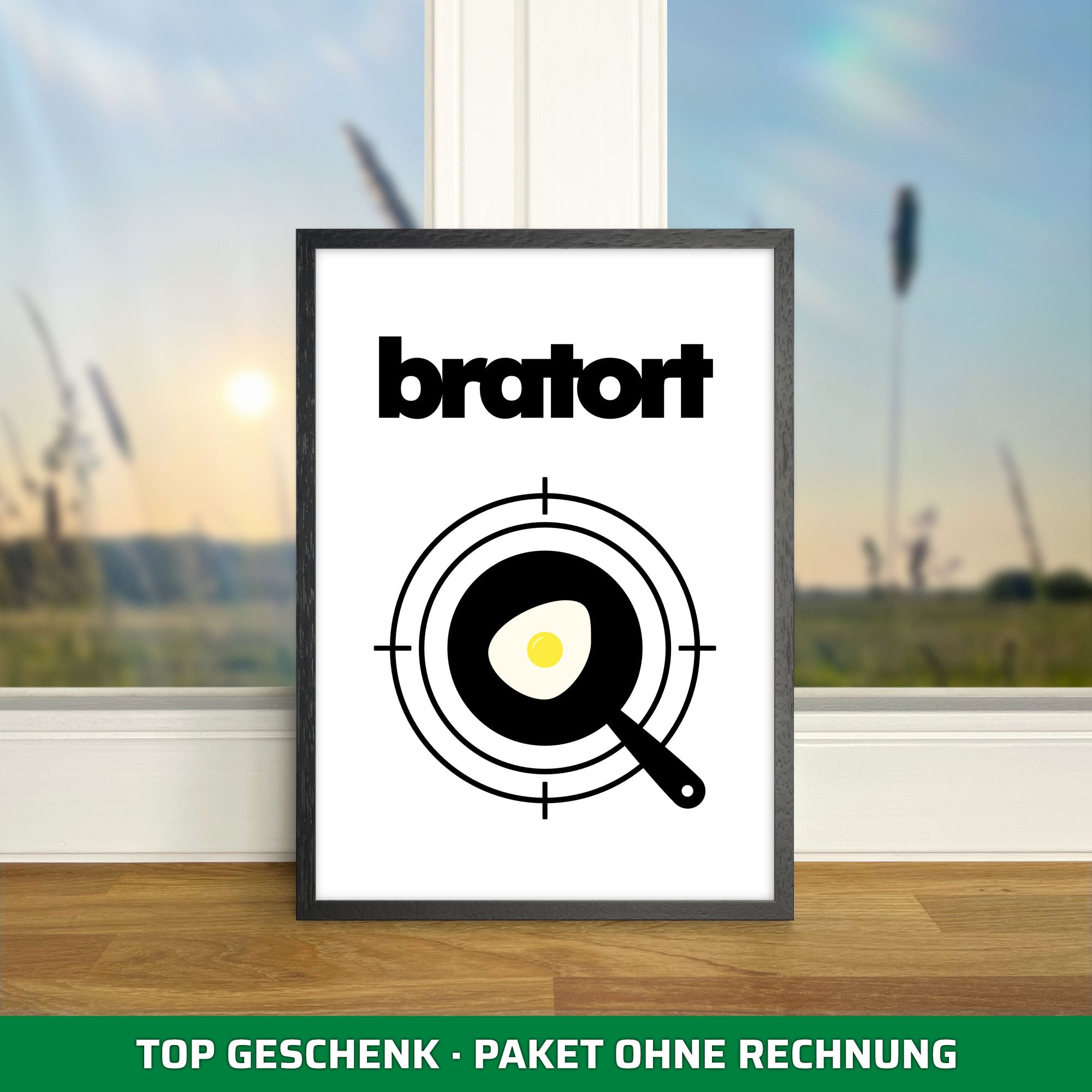 Bratort • Küchenbild für Serienköche • Poster mit Rahmen (wählbar)