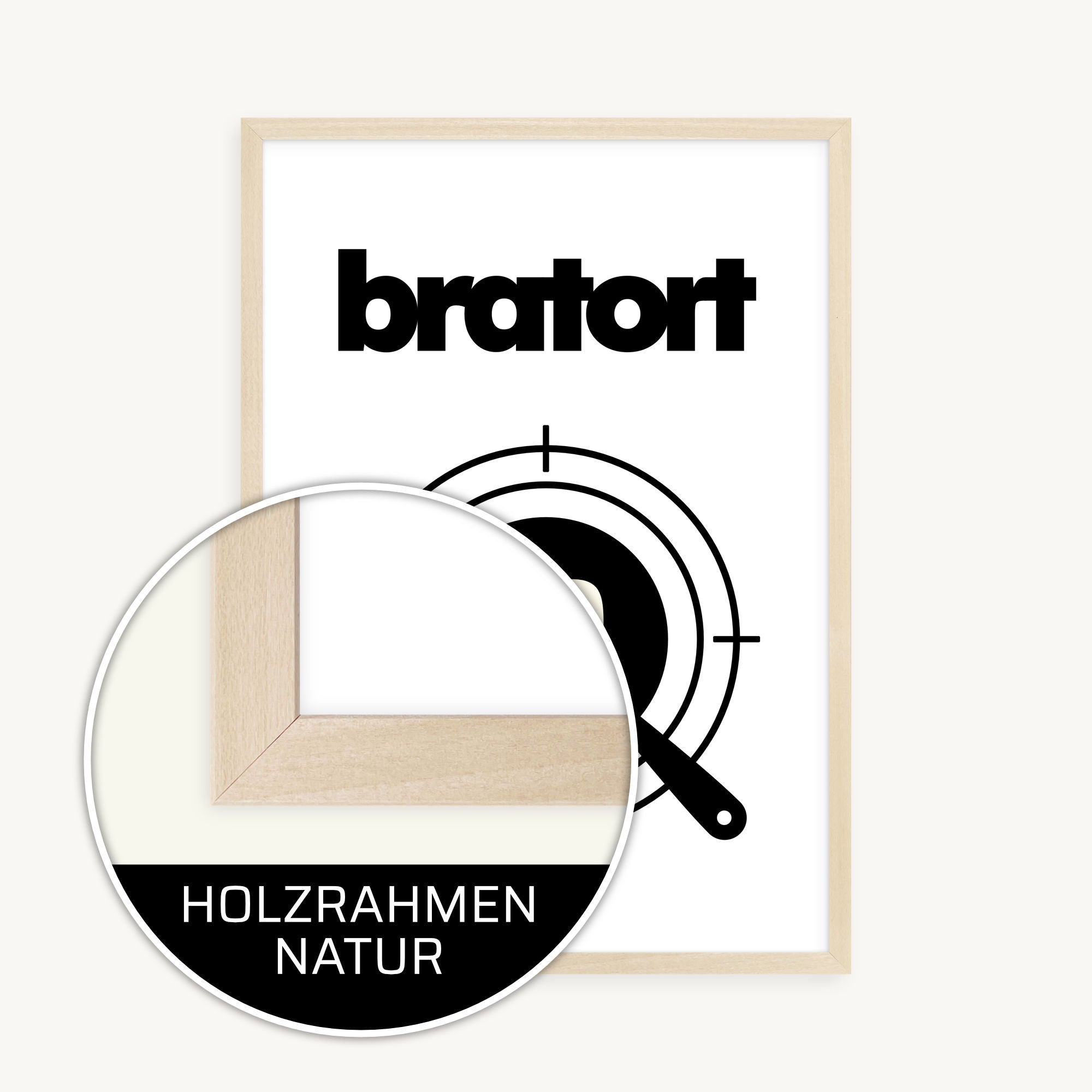 Bratort • Küchenbild für Serienköche • Poster mit Rahmen (wählbar)